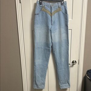 Vintage Blaze Denim Jeans with Tan Accents